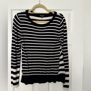 Express Long Sleeve Striped Sweater in Navy/White
